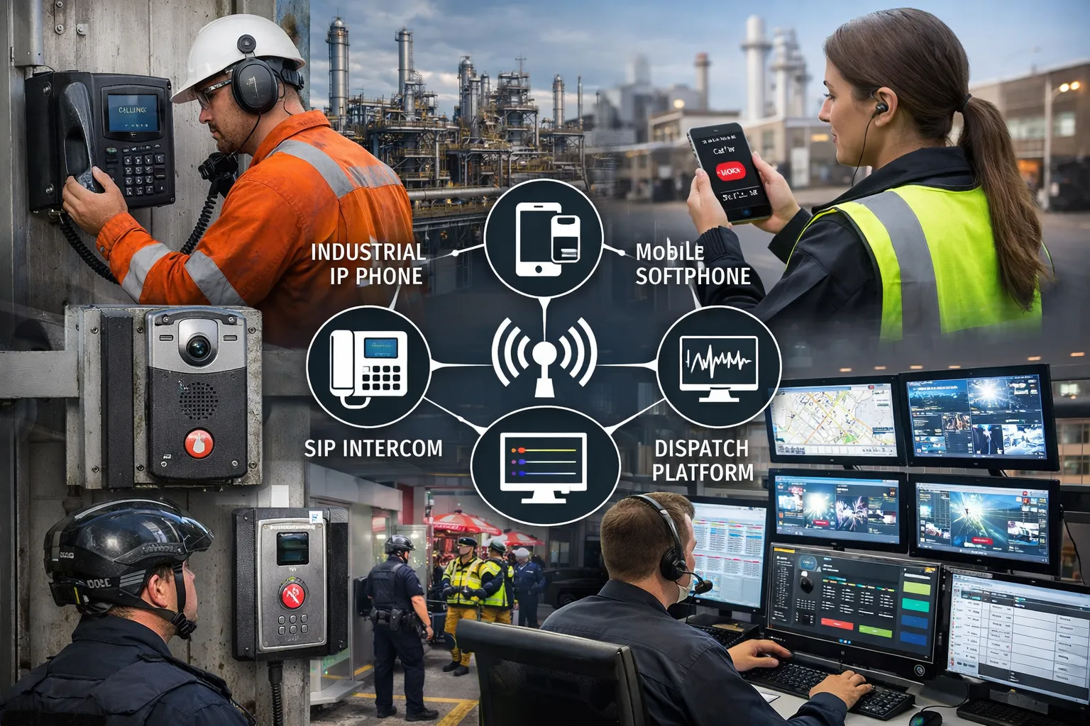 Критически важная полевая связь с промышленными IP-телефонами, мобильными softphone, SIP-переговорными терминалами и интеграцией диспетчерской платформы в промышленных и общественных операциях