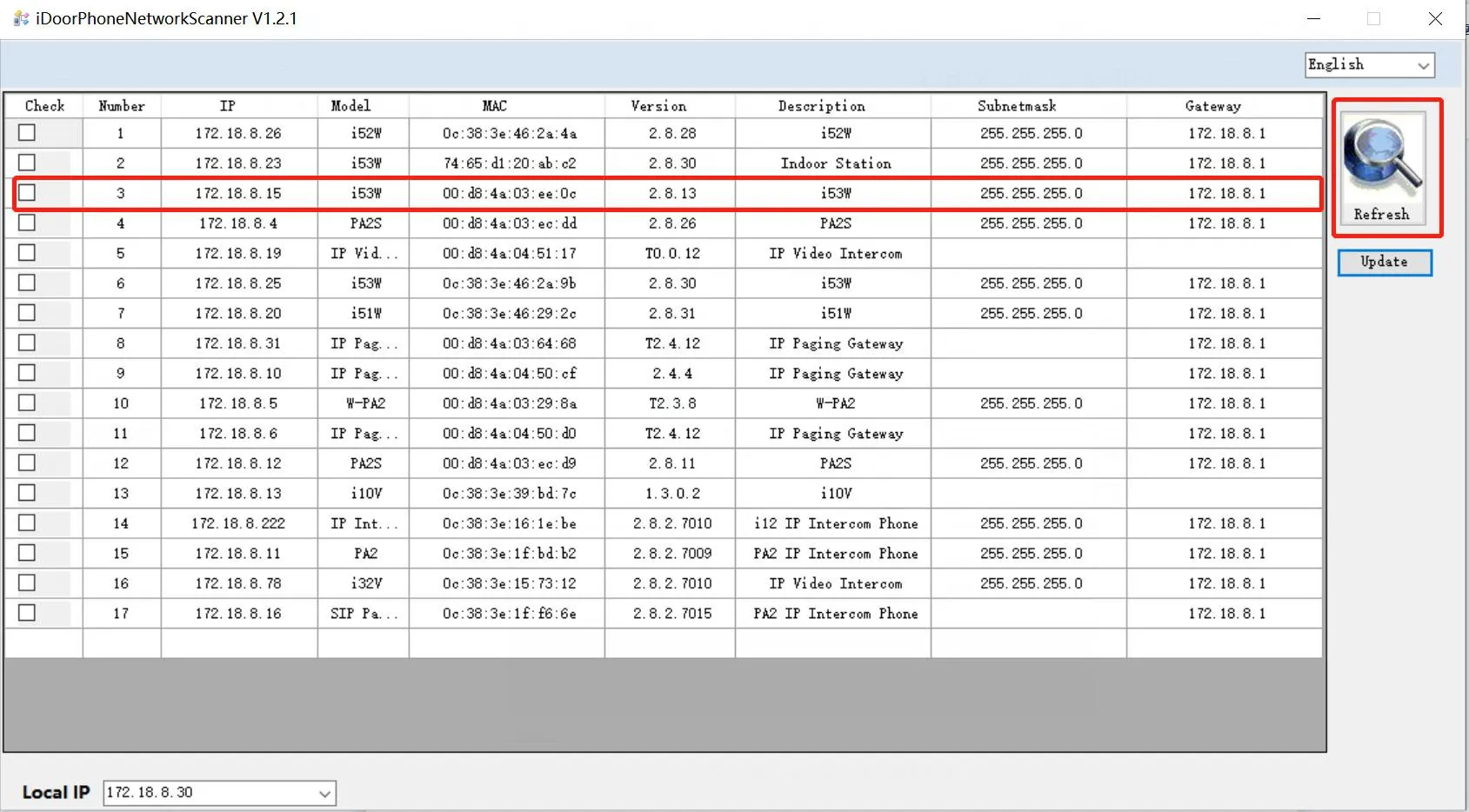 IP scan list for i53W