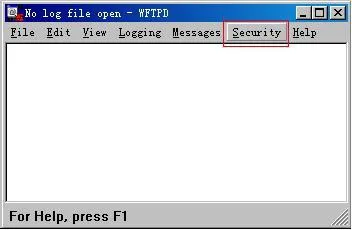 Вход в меню Security в программном обеспечении FTP