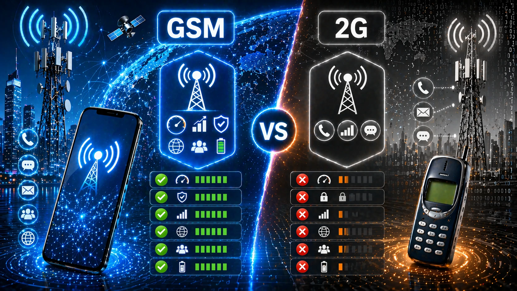 Сравнение сети связи GSM и сети 2G Сравнение сети связи GSM и сети 2G