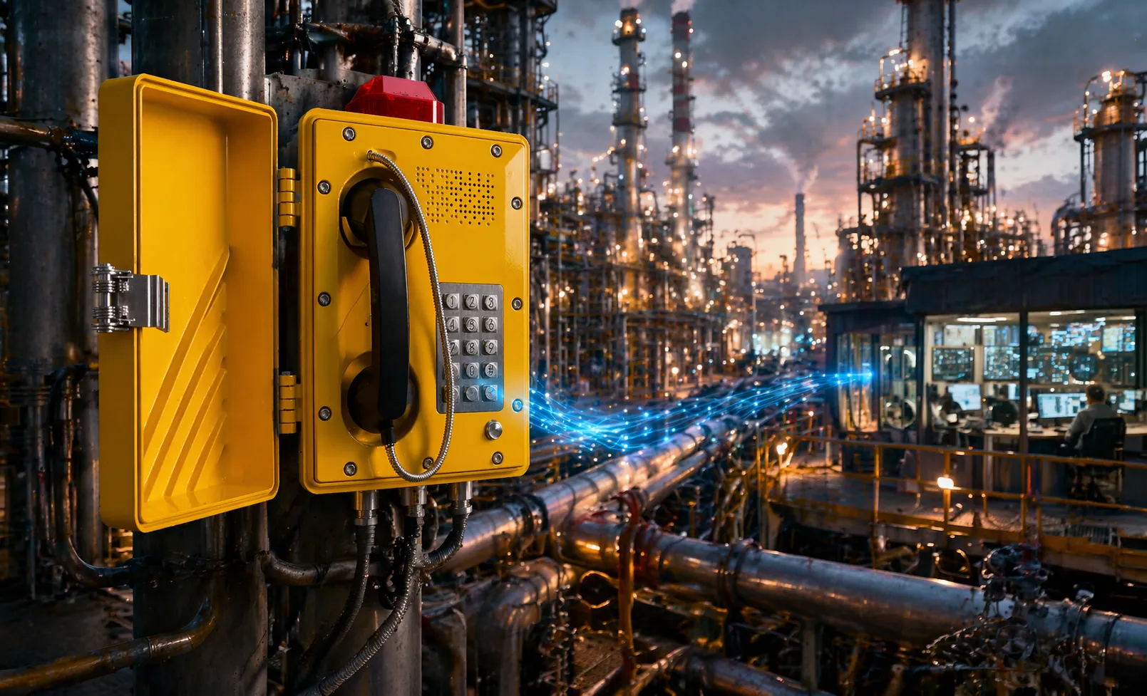 Сферы применения взрывозащищенных SIP-телефонов: производственные зоны НПЗ, морские платформы, склады резервуаров, шахты и промышленные пункты экстренной связи