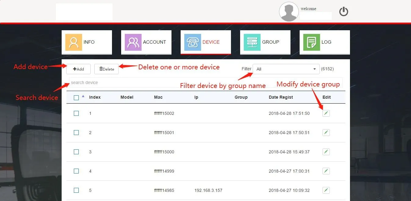 Device List Interface