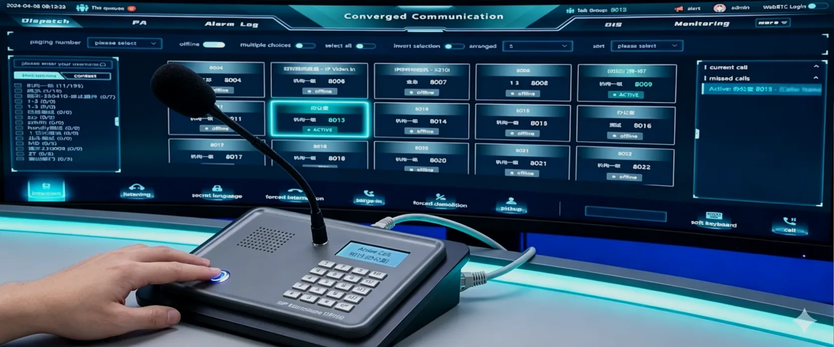 SIP‑микрофон GP100, подключенный к IP‑системе связи и оповещений