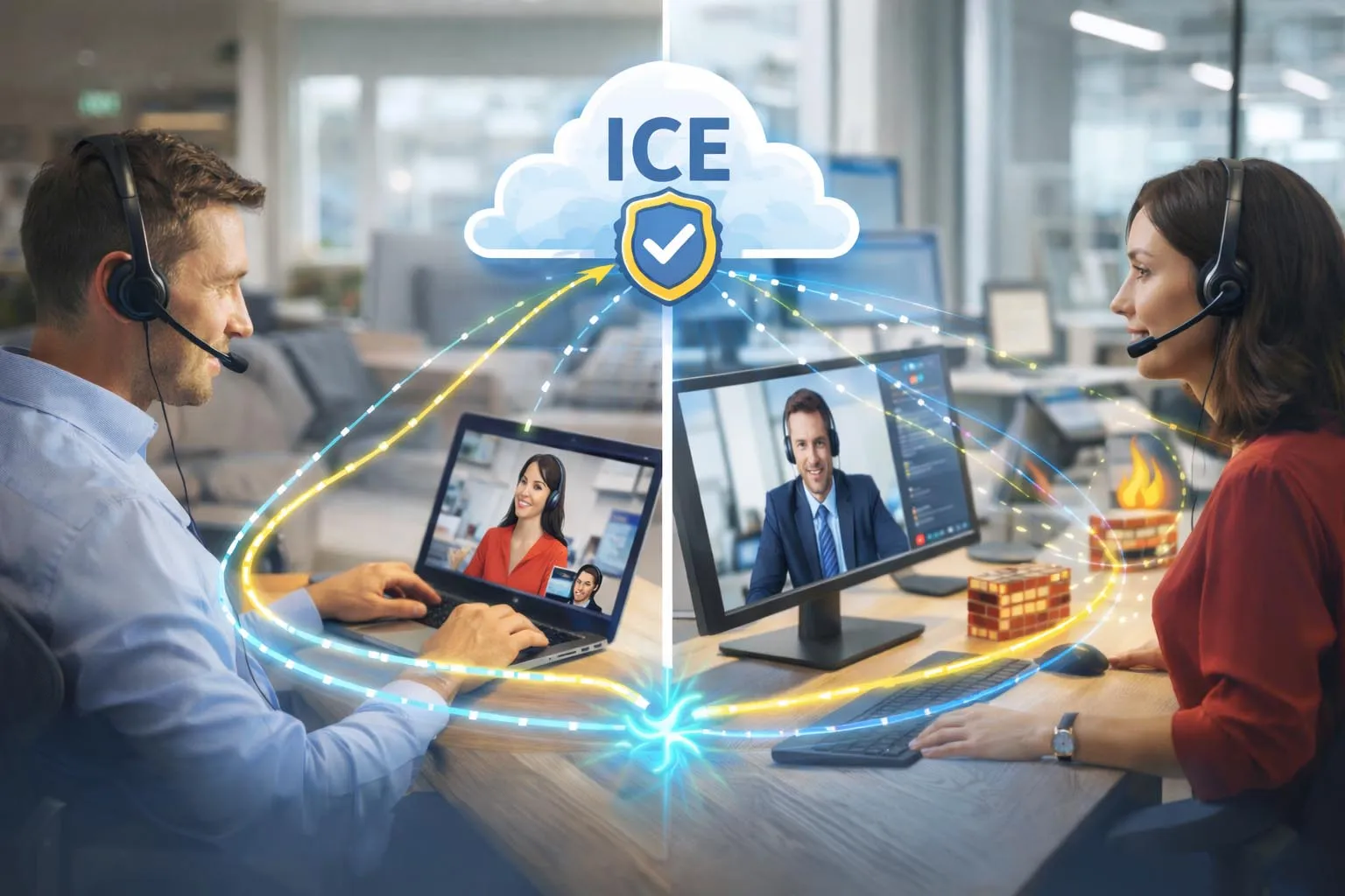 ICE используется в WebRTC, SIP-вызовах, облачных медиа, видеосотрудничестве и низколатентных коммуникациях через браузерные, мобильные и корпоративные сети