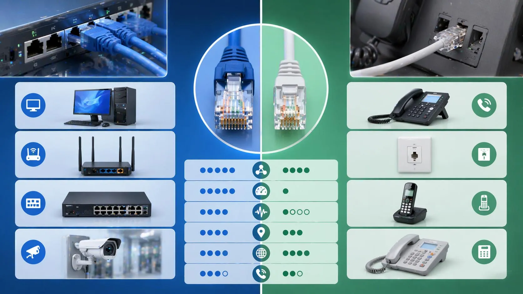 Отличия между RJ45 и RJ11 Отличия между RJ45 и RJ11