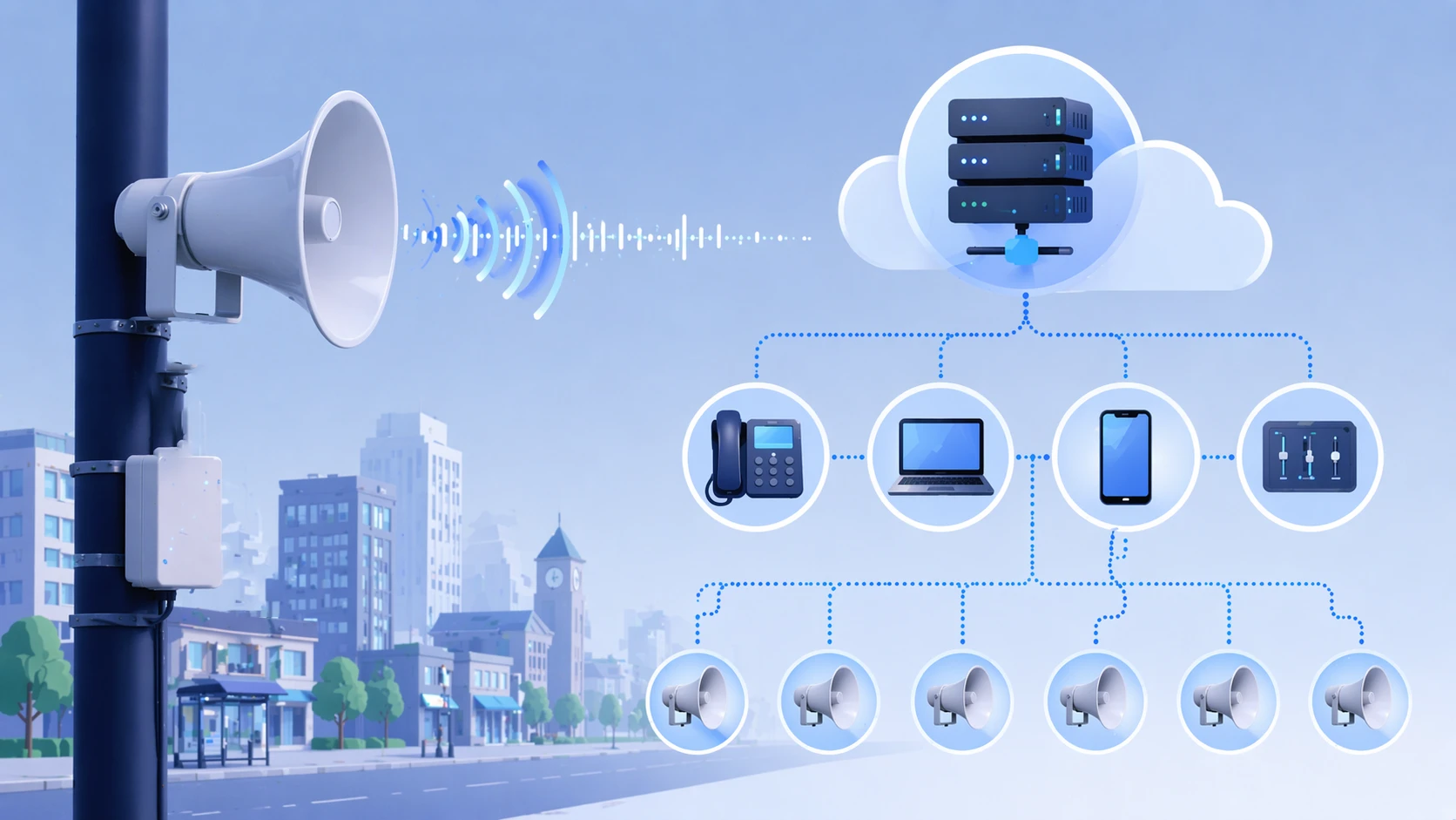 SIP-колонка, подключенная к IP-АТС или SIP-серверу для громкого оповещения и аудиоуведомлений