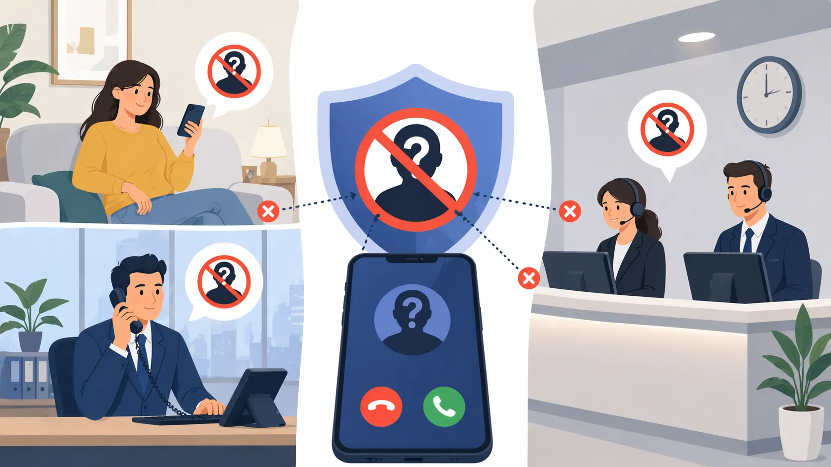 Офисные телефоны с функцией отклонения анонимных звонков для защиты от закрытых назойливых вызовов