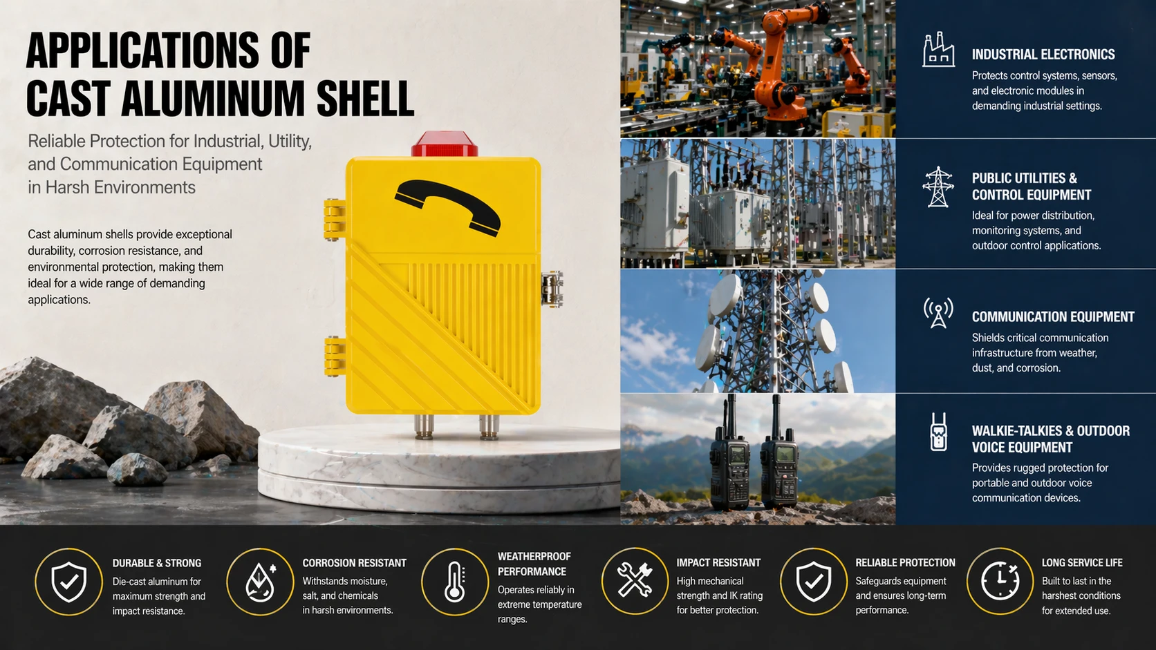 Литые алюминиевые корпуса для промышленной электроники, уличных переговорных устройств и техники для агрессивных сред