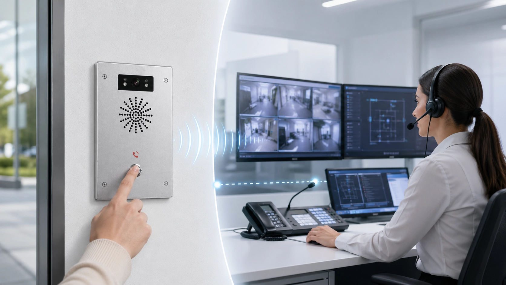 Концепция связи Talkback: оператор диспетчерской отвечает пользователю полевого интеркома через двустороннюю голосовую систему