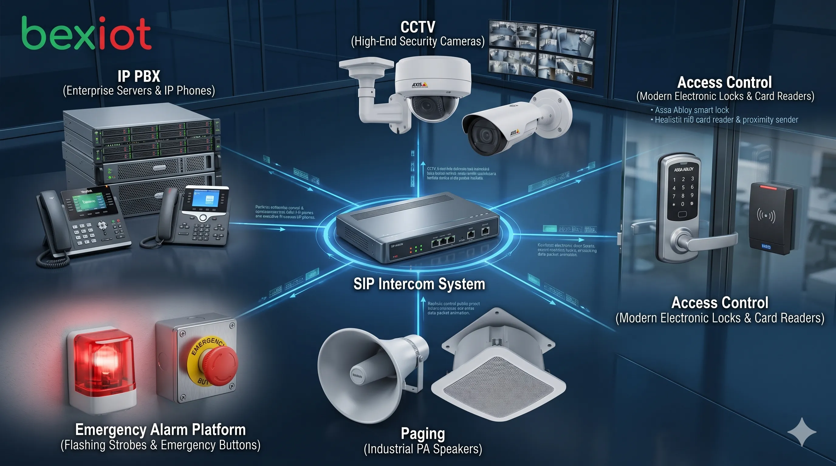Интеграция SIP интерком-системы с IP PBX CCTV контролем доступа paging и платформой аварийной сигнализации