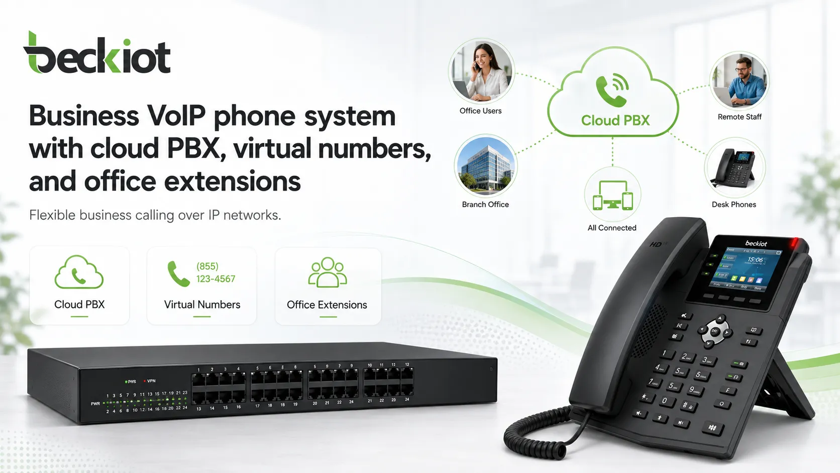 Корпоративная VoIP-телефонная система с облачной АТС, виртуальными номерами и офисными добавочными номерами