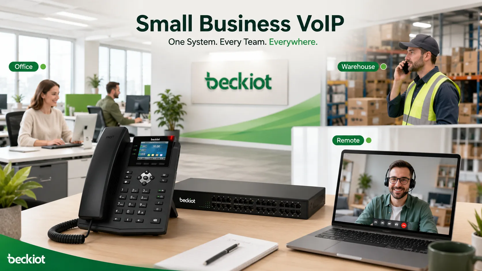 VoIP-телефонная система для малого бизнеса, объединяющая офисных пользователей, складской персонал и удаленных сотрудников