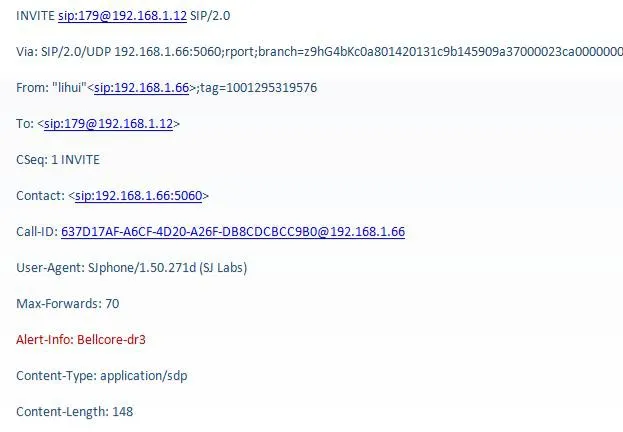 Примечание к справочному полю сообщения SIP