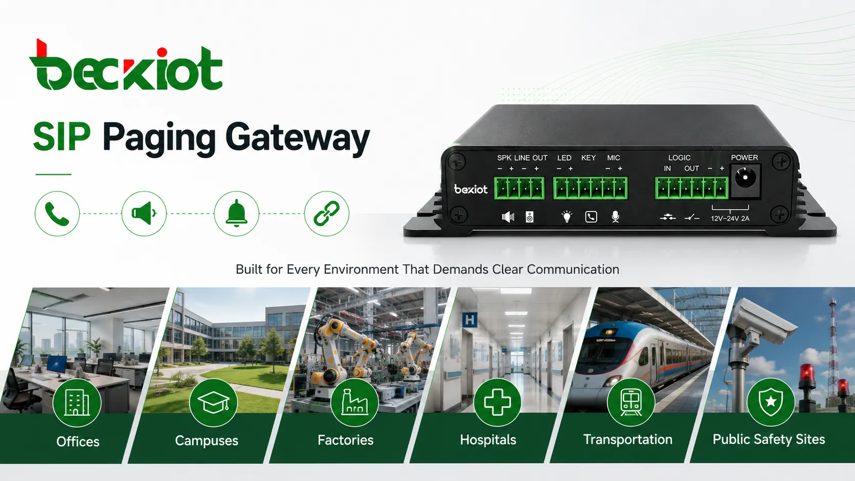 Применение SIP Paging Gateway в офисах, кампусах, заводах, больницах, транспорте и безопасности