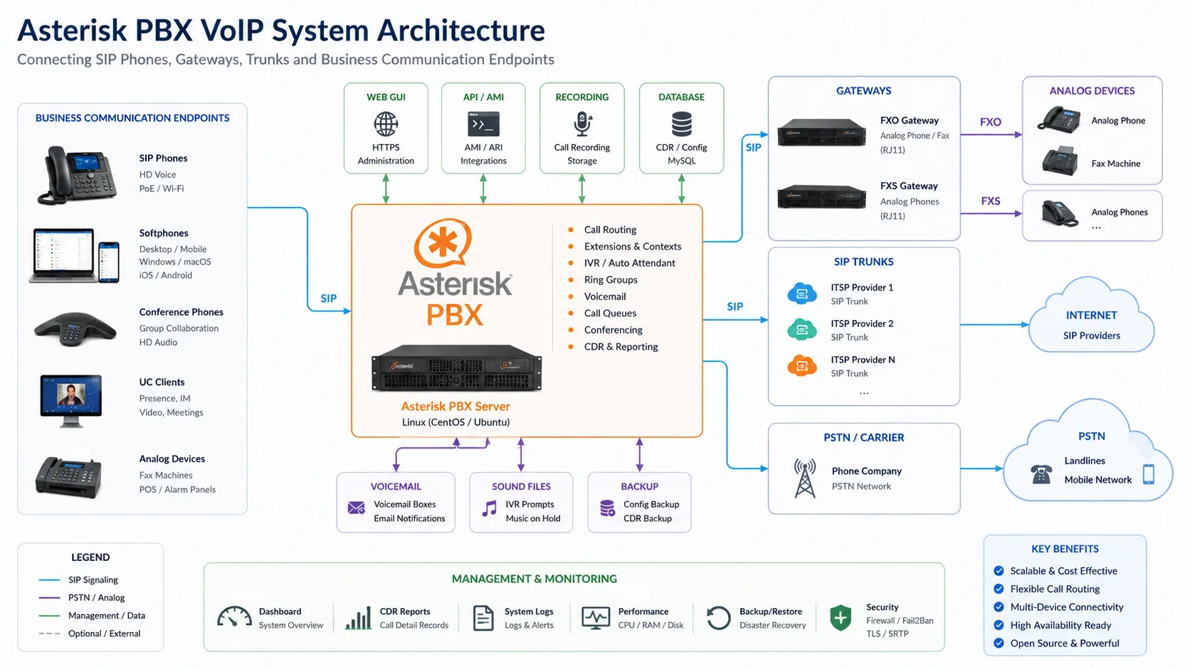 Что такое Asterisk PBX? Функции, VoIP-архитектура и бизнес-применение
