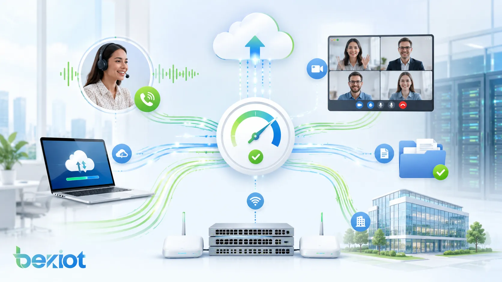 Преимущества пропускной способности с плавным VoIP четкими видеовстречами быстрым облаком стабильной передачей файлов и масштабируемыми корпоративными сетями