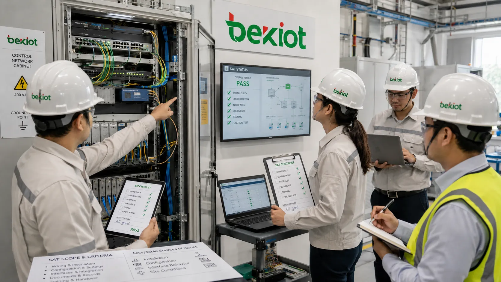 Команда Site Acceptance Testing проверяет установленное оборудование шкаф управления сетевое подключение и проектный чек-лист