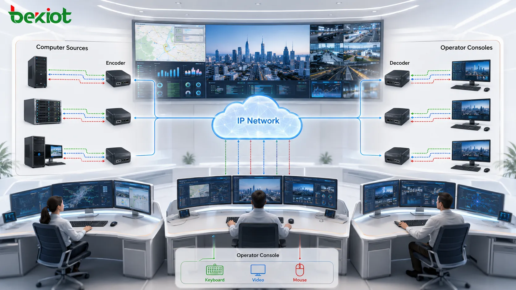 Что такое распределенная система KVM и какие устройства она включает?