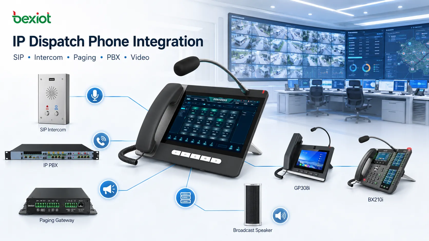 IP-телефон диспетчерской связи, интегрированный с SIP-интеркомом, IP АТС, шлюзом оповещения, видеоконцом и охранной диспетчерской
