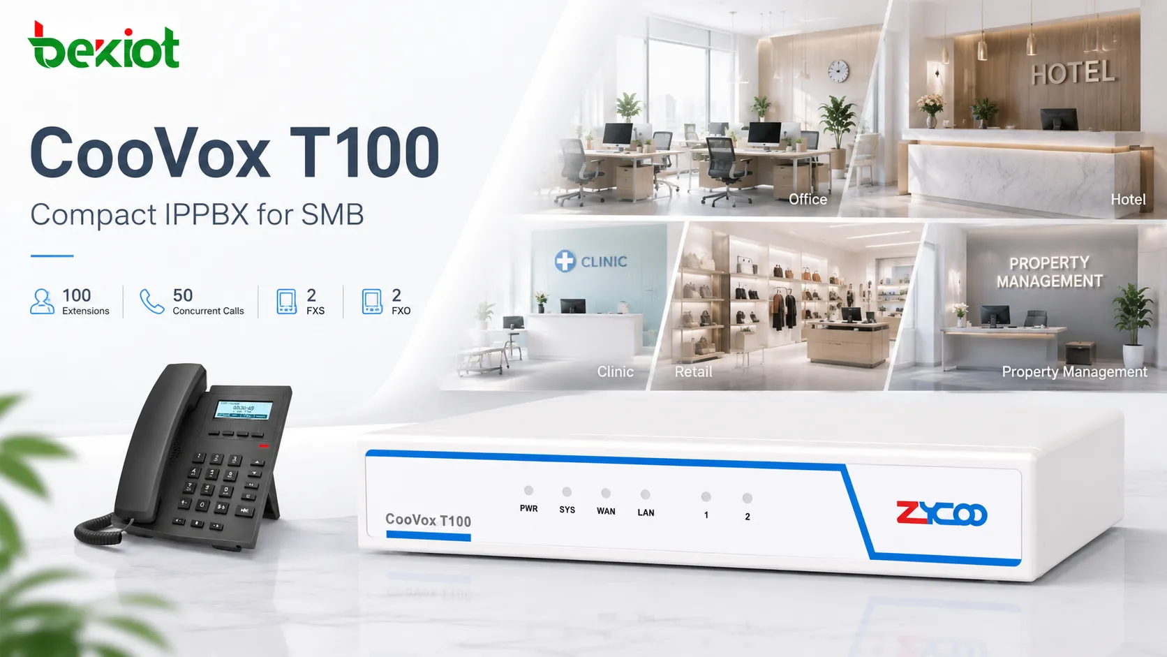 Аппаратный сервер Zycoo T100 CooVox IPPBX для связи малого и среднего бизнеса