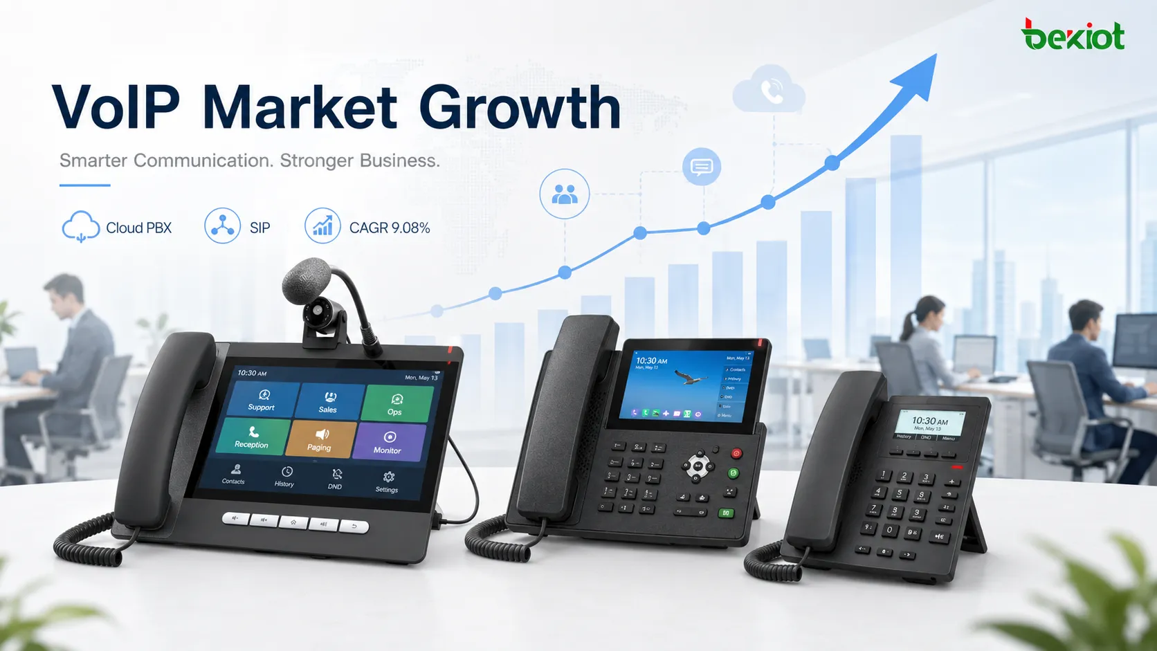Рост рынка VoIP-телефонов с облачной телефонией, SIP-транками, хостинговой PBX, мобильными пользователями и корпоративными коммуникационными платформами