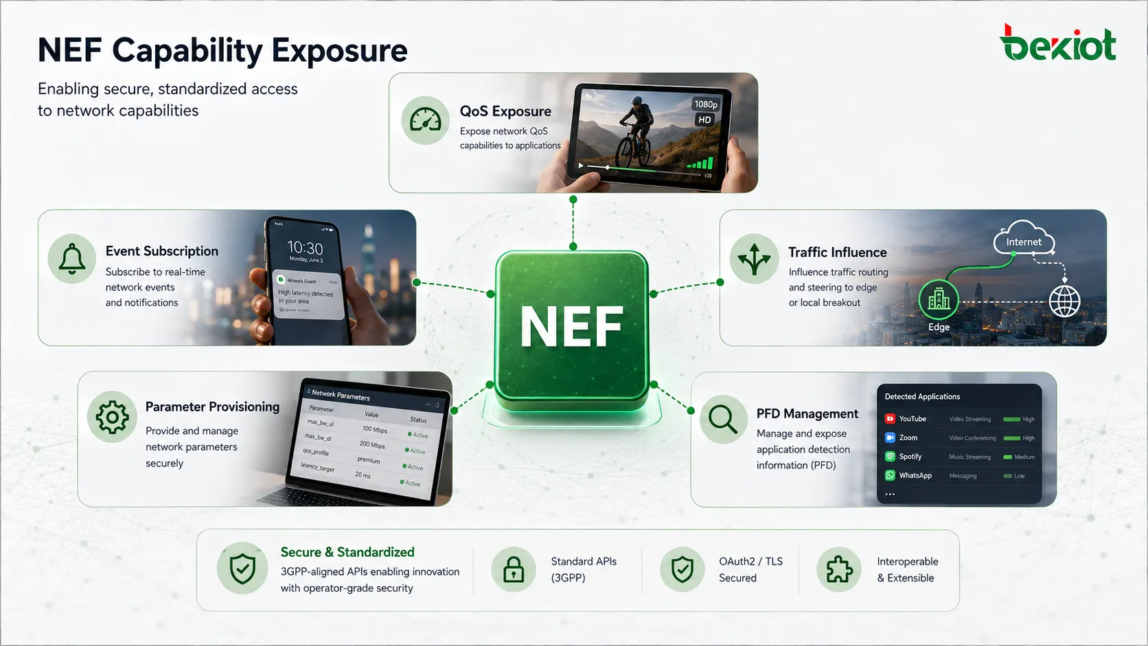 Открытие возможностей NEF в 5GC: QoS, подписки на события, влияние на трафик, предоставление параметров и управление PFD