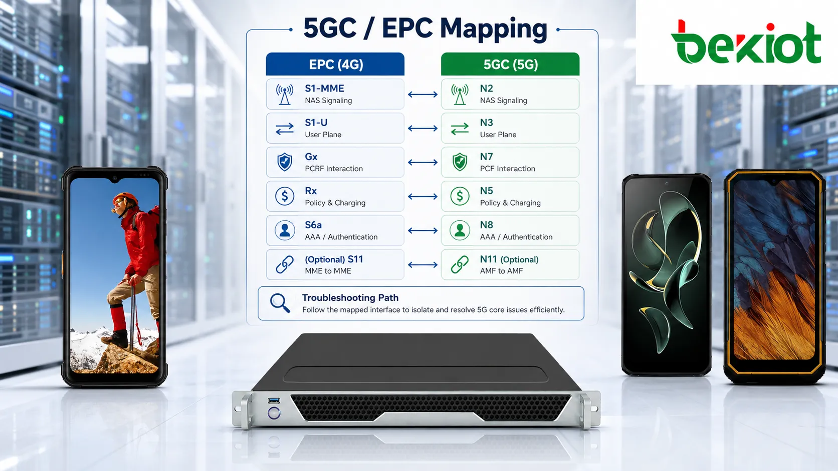 Сопоставление интерфейсов 5GC и EPC с сравнением N2 N3 N4 N5 N7 N8 N11 и других интерфейсов ядра с S1 Gx Rx S6a и традиционными интерфейсами EPC