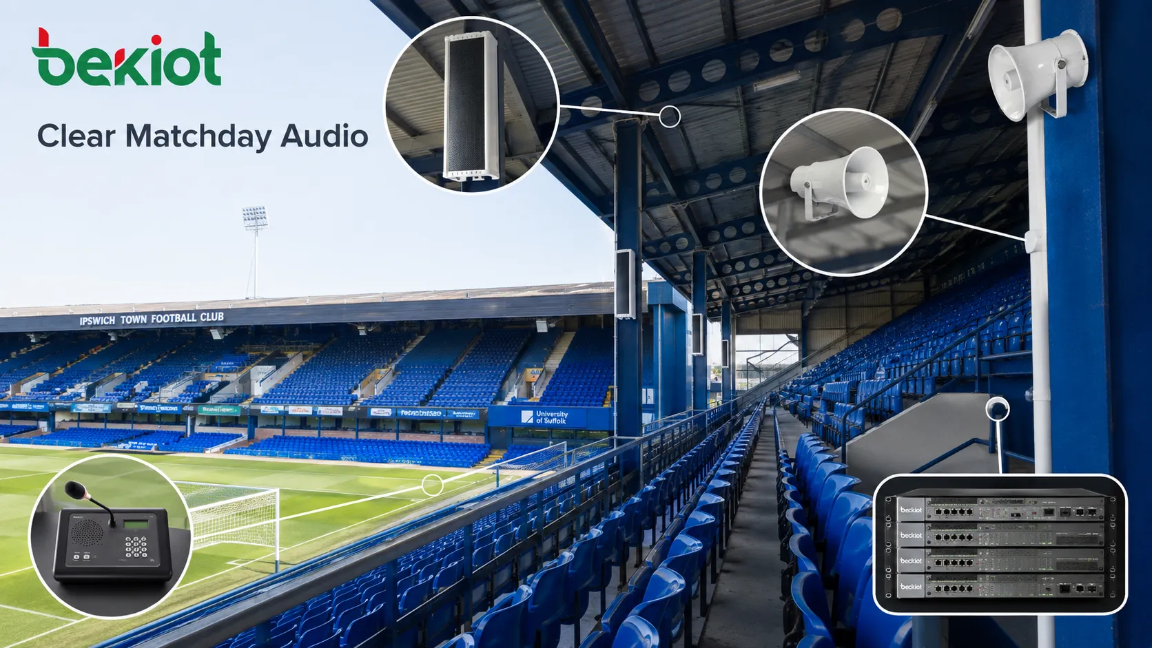 Внешний вид и трибуны стадиона Portman Road клуба Ipswich Town, где планируется модернизация PA-системы стоимостью 1 млн фунтов