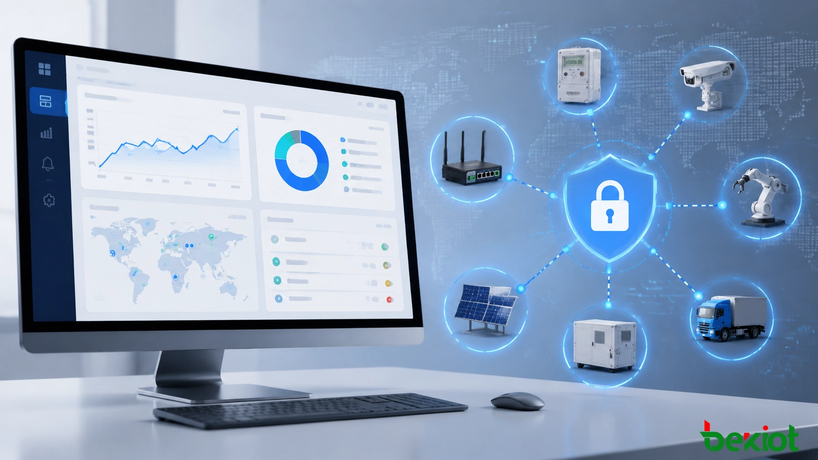 Корпоративная IoT-платформа управления контролирует подключенные устройства и состояние сетевой безопасности