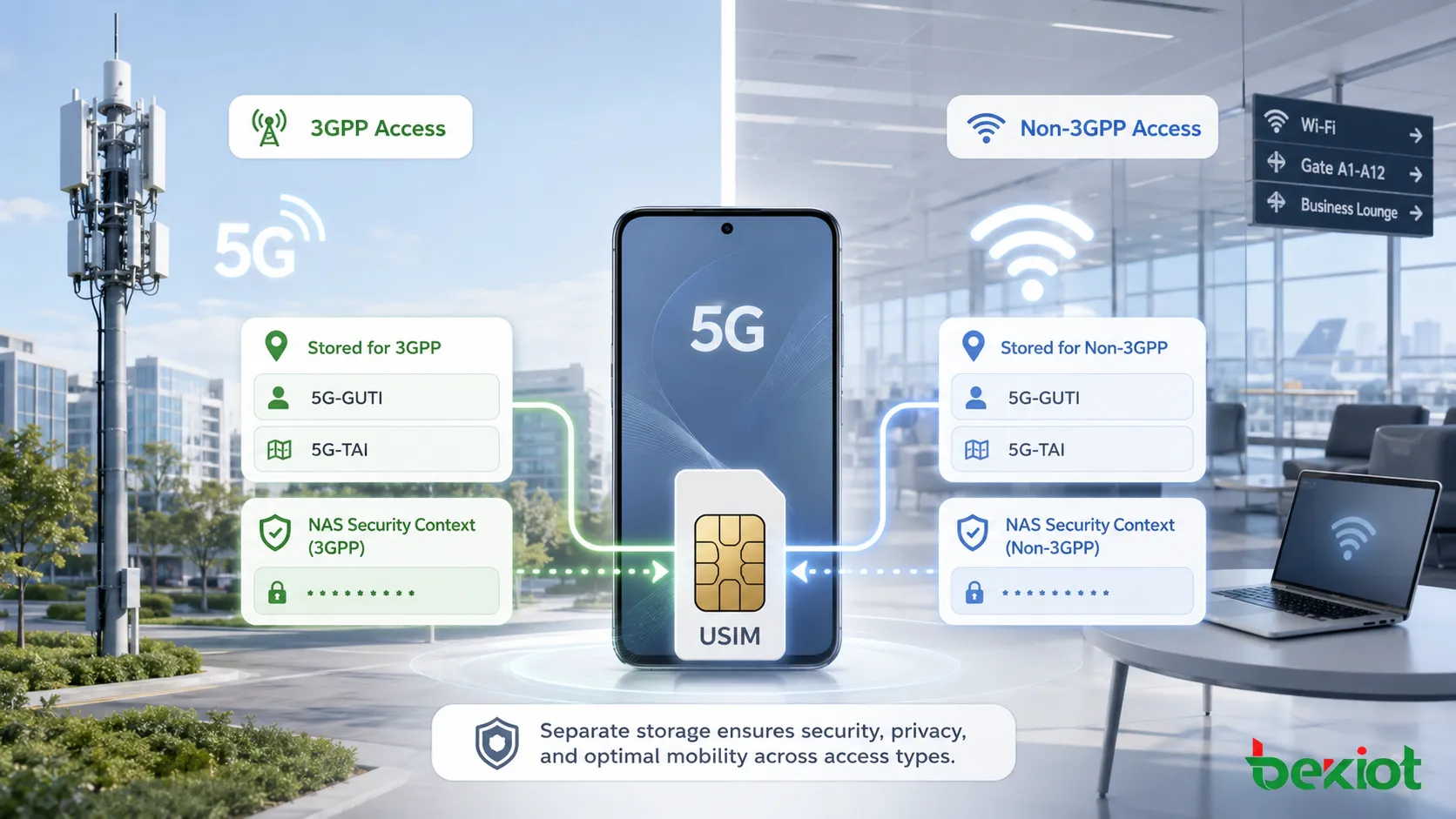 USIM 5G хранит отдельные данные о местоположении и контексты безопасности NAS для доступа 3GPP и non-3GPP