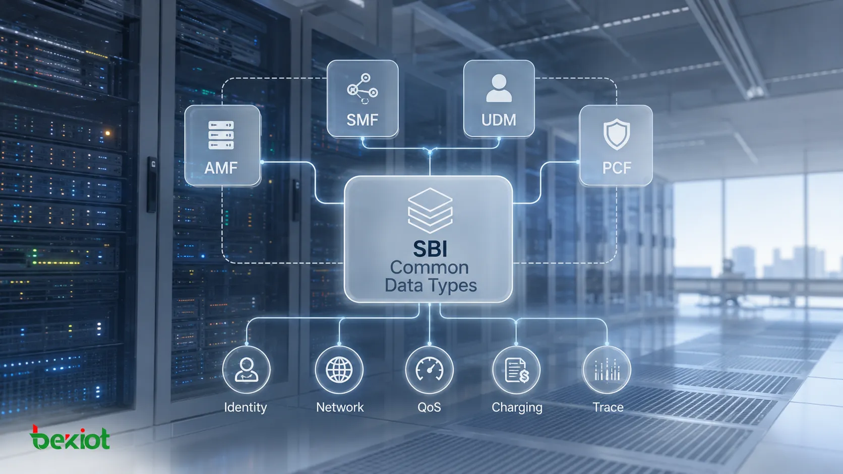Общие типы данных SBI ядра 5G, совместно используемые AMF, SMF, UDM и PCF для идентификаторов, сетевой информации, QoS, тарификации и параметров трассировки
