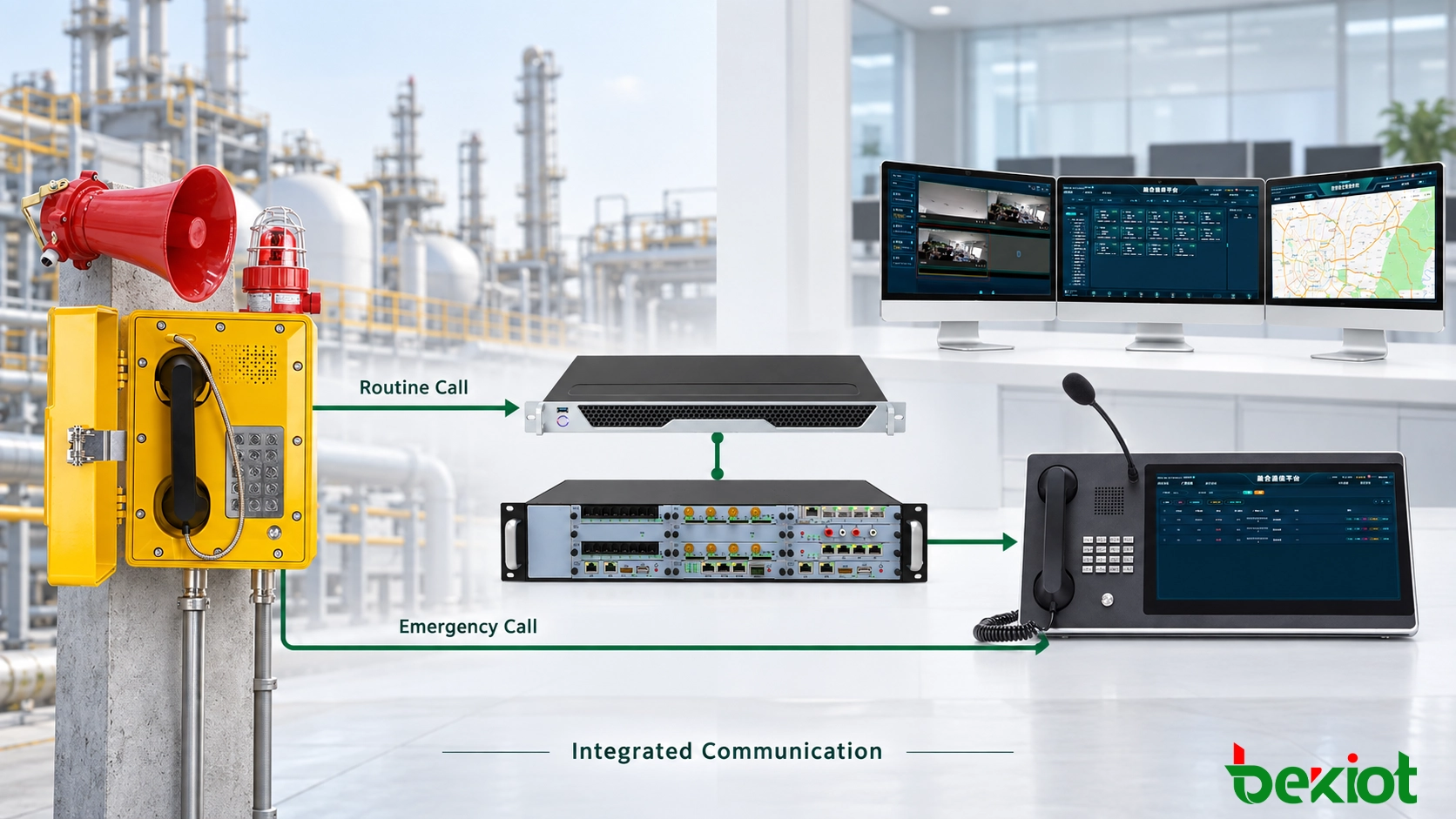 Интегрированная архитектура IP PBX и диспетчерской для взрывозащищенных телефонов на промышленном объекте
