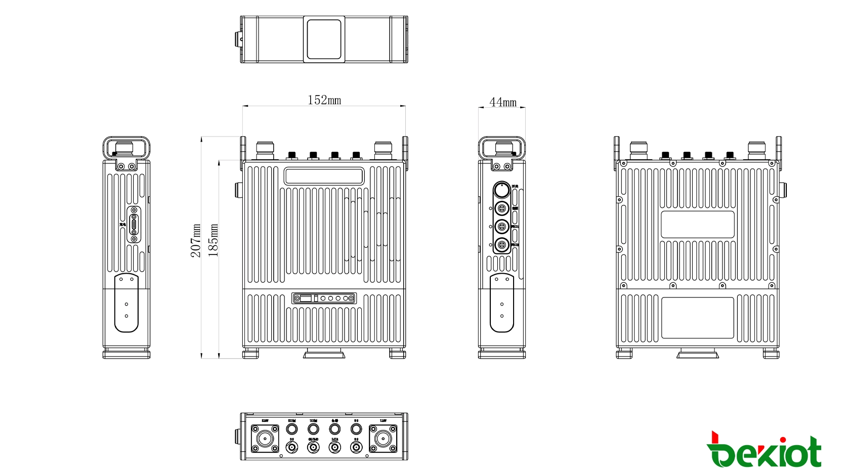 Размеры ранцевой базовой станции MEB92 SDR MANET: 207 × 152 × 44 mm